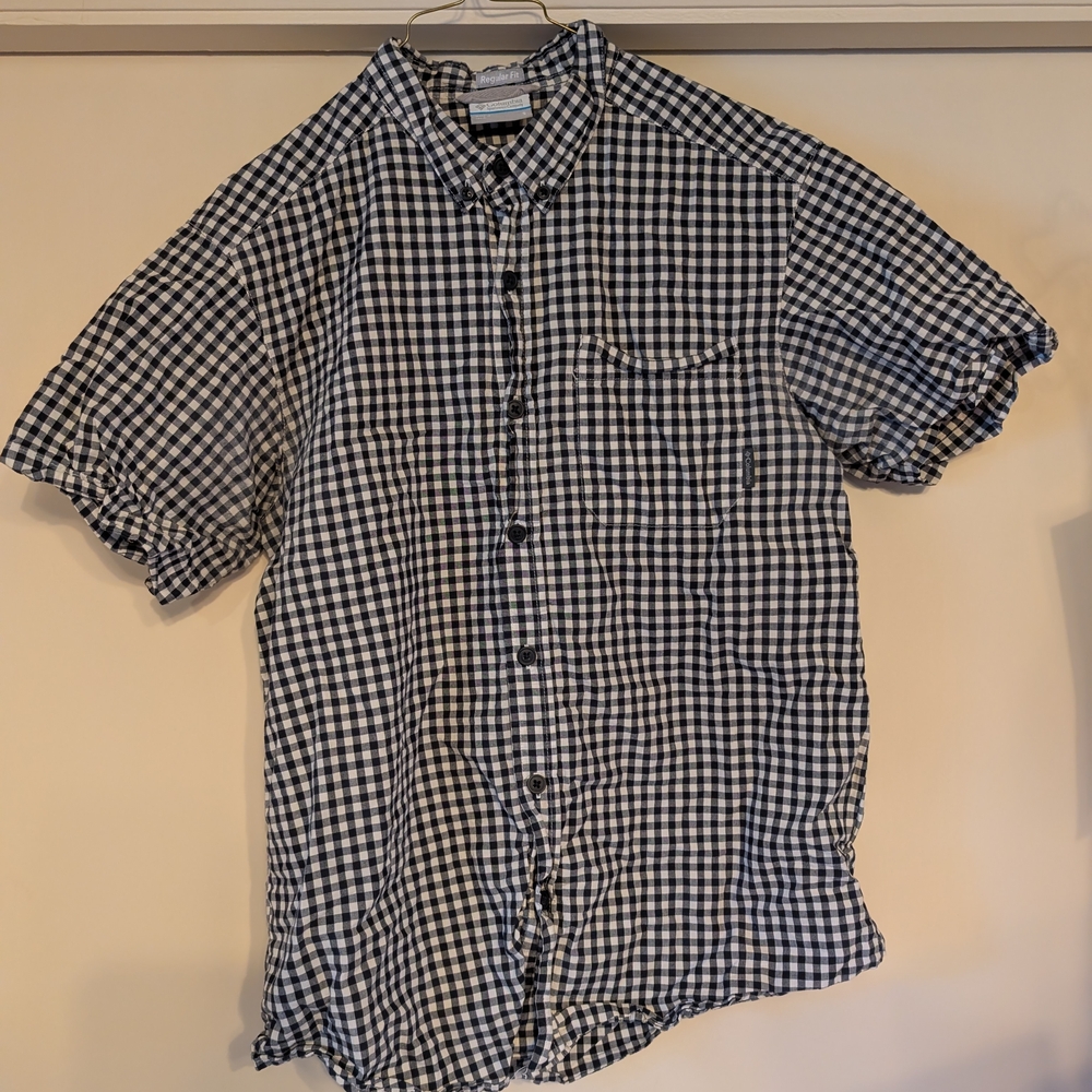Columbia Men's Black and White Plaid Shirt